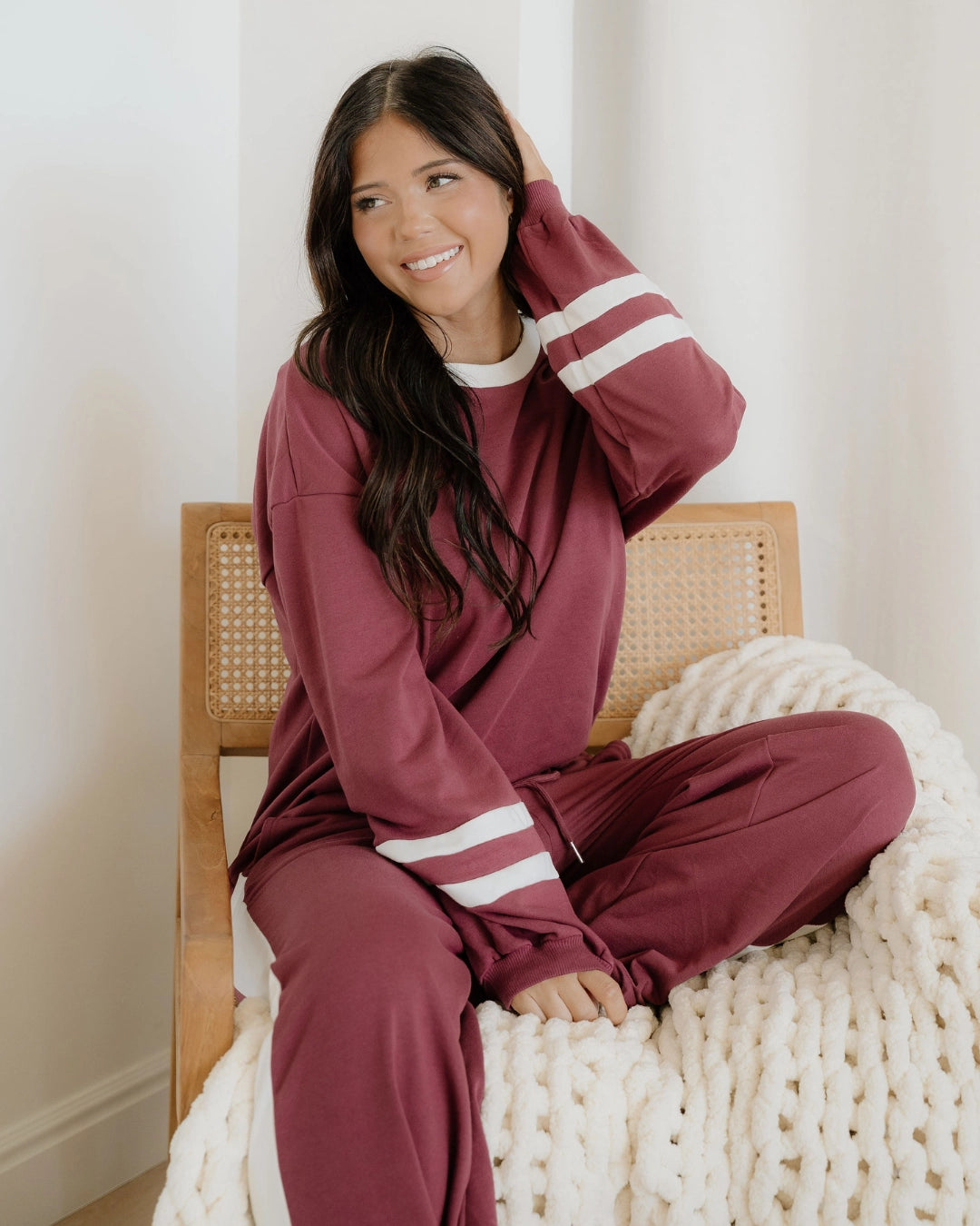 Jordyn Varsity Pant Set-Black | Lounge Wear
