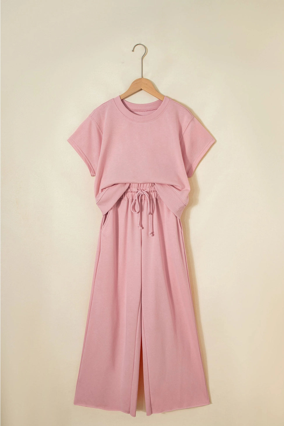 Sunset Walk Set Loose Tee Drawstring Wide Leg Pants 2pcs Outfit