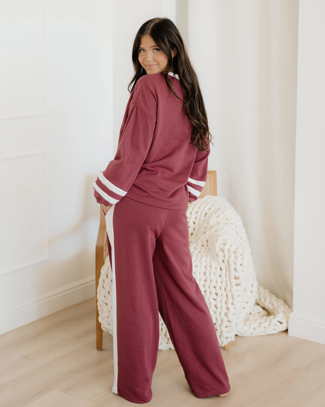 Jordyn Varsity Pant Set-Black | Lounge Wear
